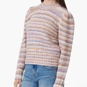 Habitual • Stripe Puff Shoulder Sweater in Mauve Combo